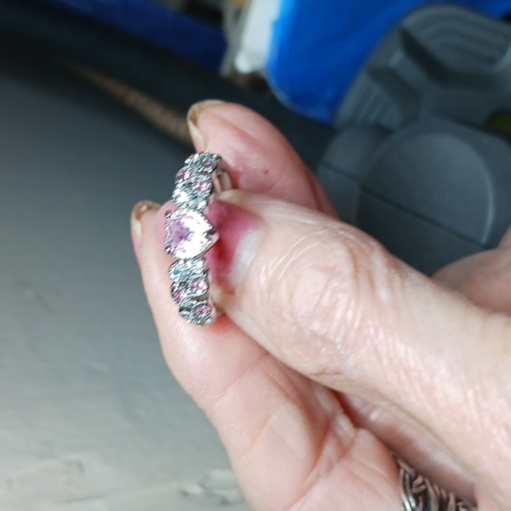 Jewelry Womans Heart Ring 8 Pink